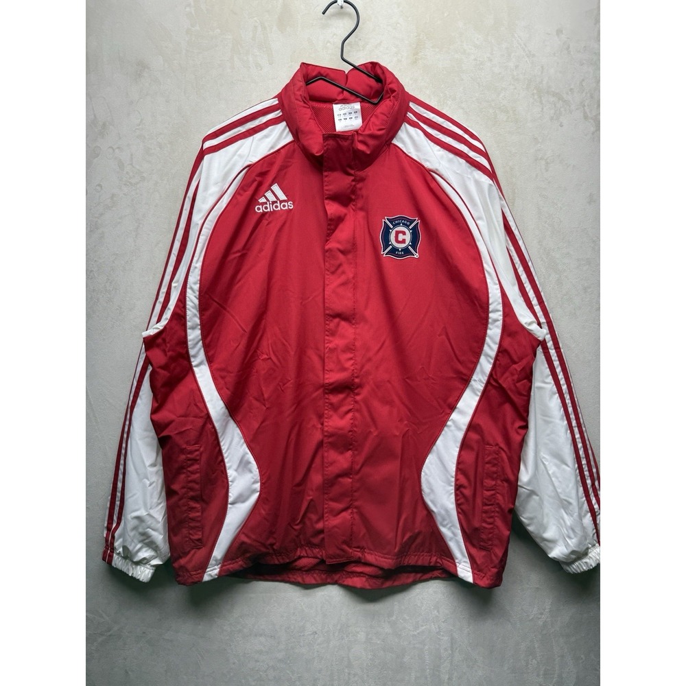 VTG Adidas Soccer Jacket Mens Medium Track Warmup Chicago Fire Training Zip Up